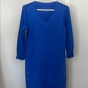 Sandwich Linen V-Neck Dress in Royal Blue (34 fit Small)